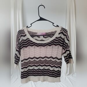 At Last Vintage Pink and Brown Eyelet Sweater